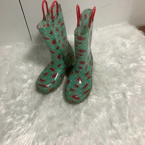 Watermelon Print Rain Boots Design Girl's Size 2 - 224858
